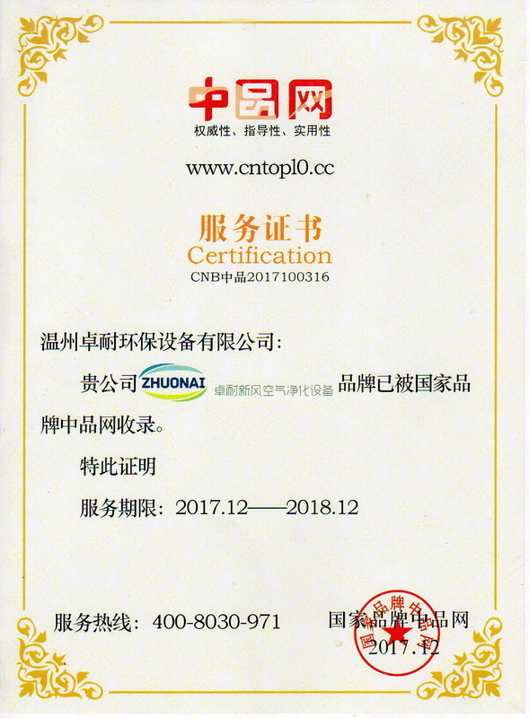 卓耐環(huán)保榮獲《中品網(wǎng)》權威性、指導性、實用